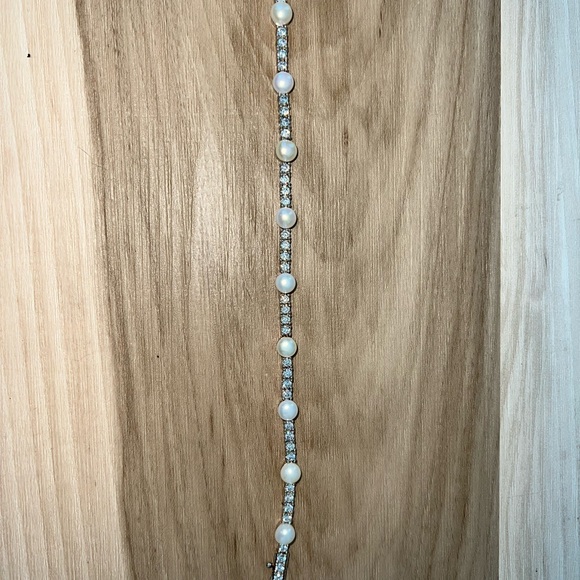 Womens Cultured Freshwater Pearl & Cubic Zirconia Bracelet - Picture 2 of 2